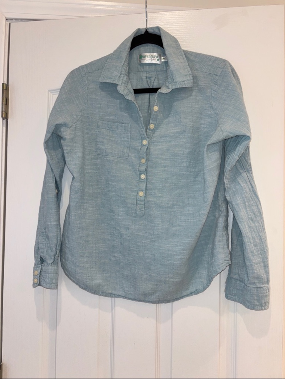 Aventura Pale Blue Button Pullover Shirt